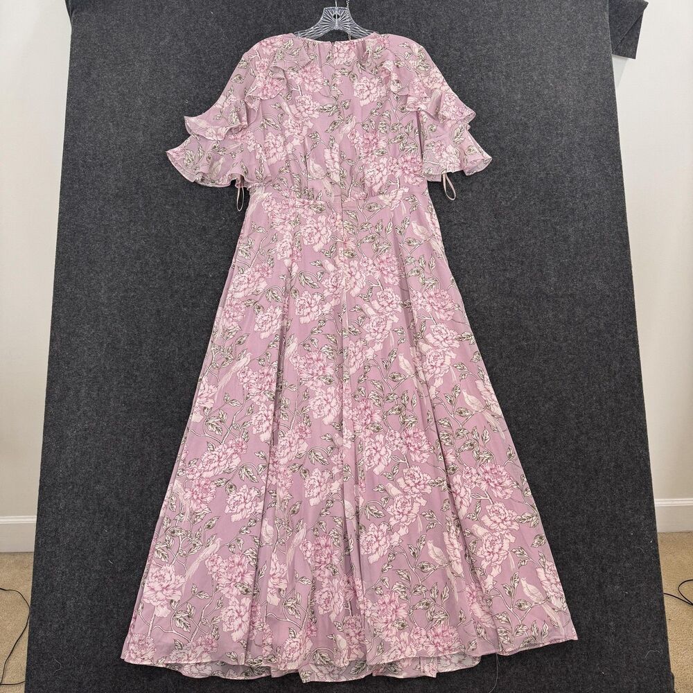 Gal Meets Glam Collection Dress Women's 10 Pink Floral Ruffle Chiffon Maxi - Picture 6 of 9